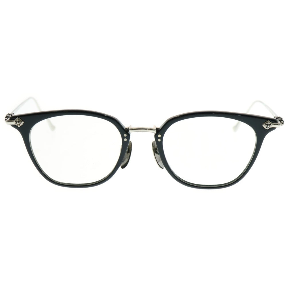 CHROME HEARTS(クロムハーツ) SHAGASS サイドクロステンプル ウェリントンメガネ 眼鏡 ブラック/シルバー ※度入り