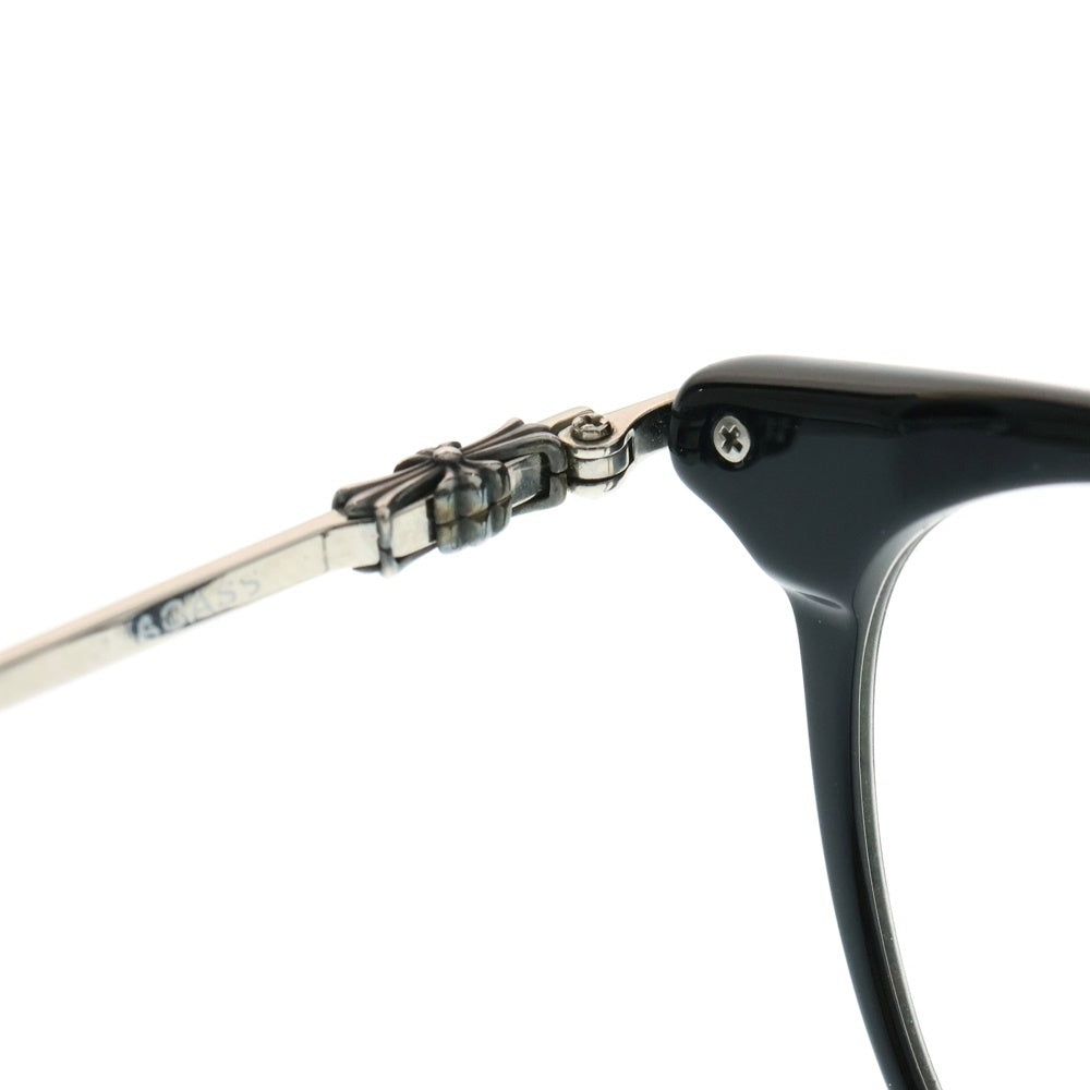 CHROME HEARTS(クロムハーツ) SHAGASS サイドクロステンプル ウェリントンメガネ 眼鏡 ブラック/シルバー ※度入り