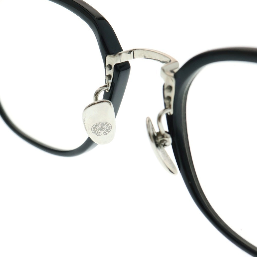 CHROME HEARTS(クロムハーツ) SHAGASS サイドクロステンプル ウェリントンメガネ 眼鏡 ブラック/シルバー ※度入り
