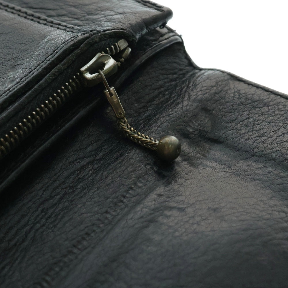 CHROME HEARTS(クロムハーツ) 1ZIP 1ジップ クロスボールボタン レザーウォレット 財布 ブラック BCA362