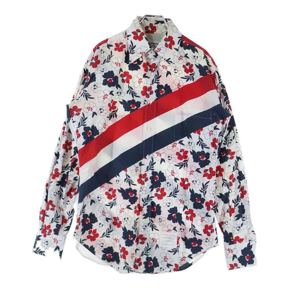 THOM BROWNE(トムブラウン) トリコロール 総柄 長袖シャツ ホワイト A0171A40310