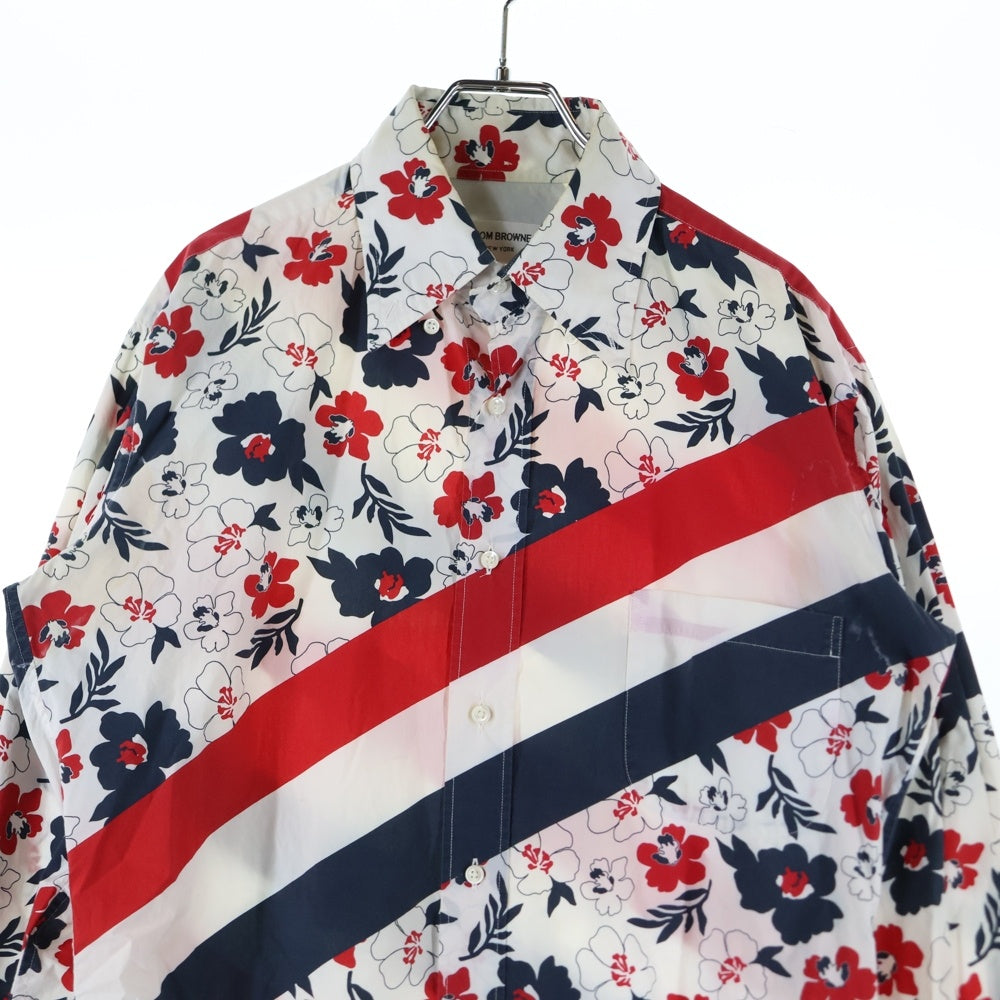 THOM BROWNE(トムブラウン) トリコロール 総柄 長袖シャツ ホワイト A0171A40310