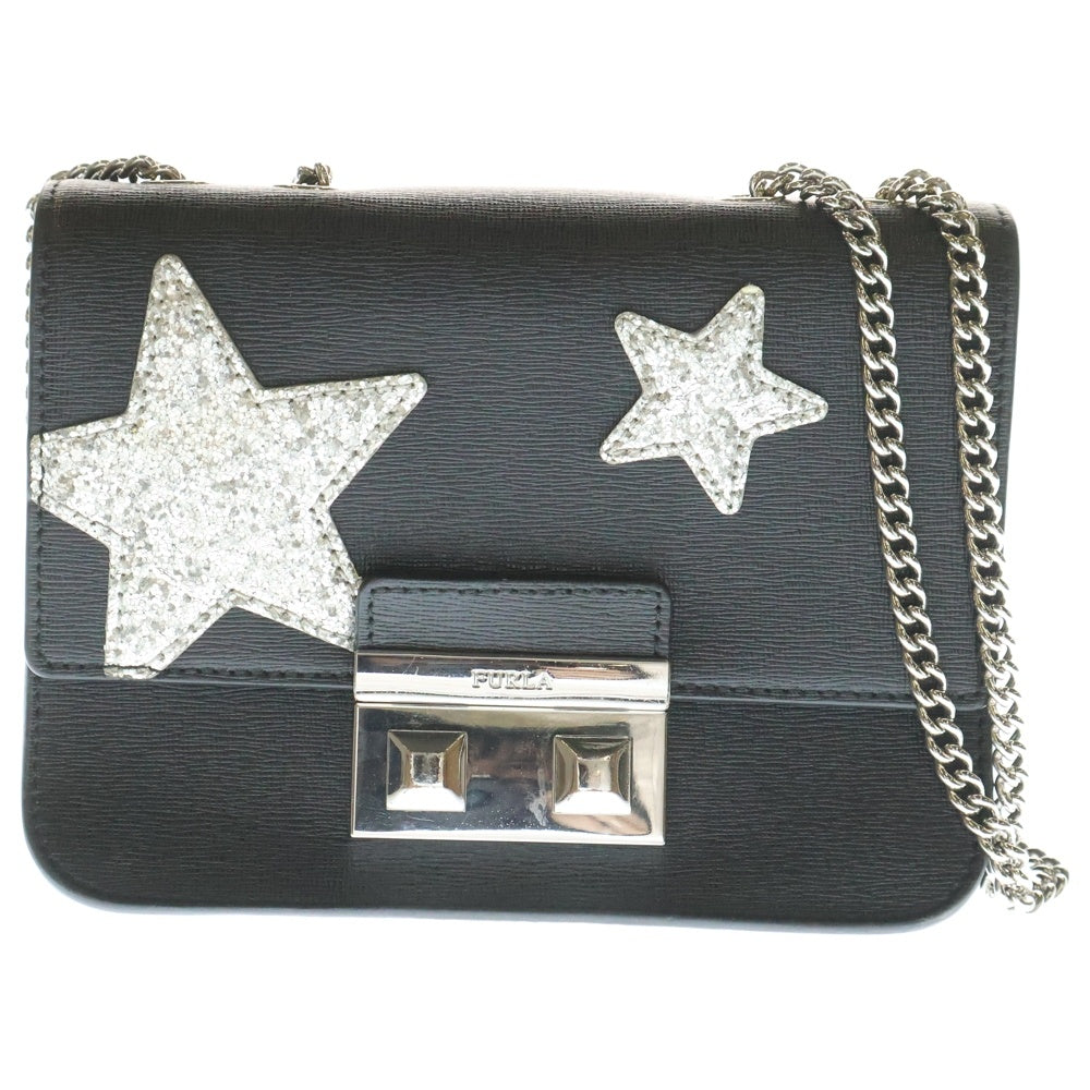 FURLA(フルラ) スターデザイン チェーン ショルダーバッグ ブラック 