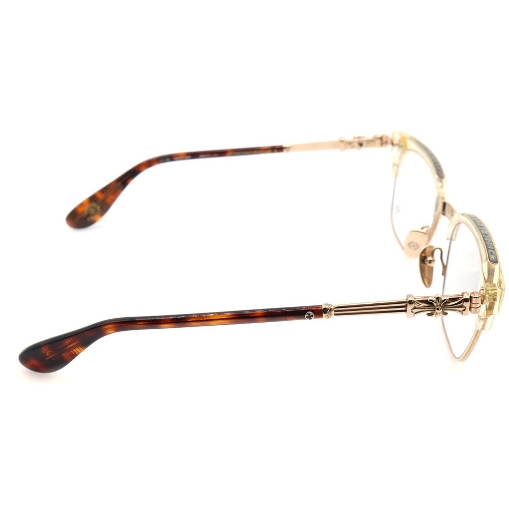 CHROME HEARTS(クロムハーツ) BONENNOISSEUR II テンプルCHクロスハーフリムサングラス ブラウン/ゴールド