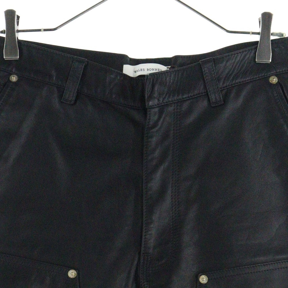 Wales Bonner(ウェールズ ボナー) 25SS LEATHER RIDER IVY SHORTS レザーショーツ ハーフパンツ ブラック US25LE03-LE02-999