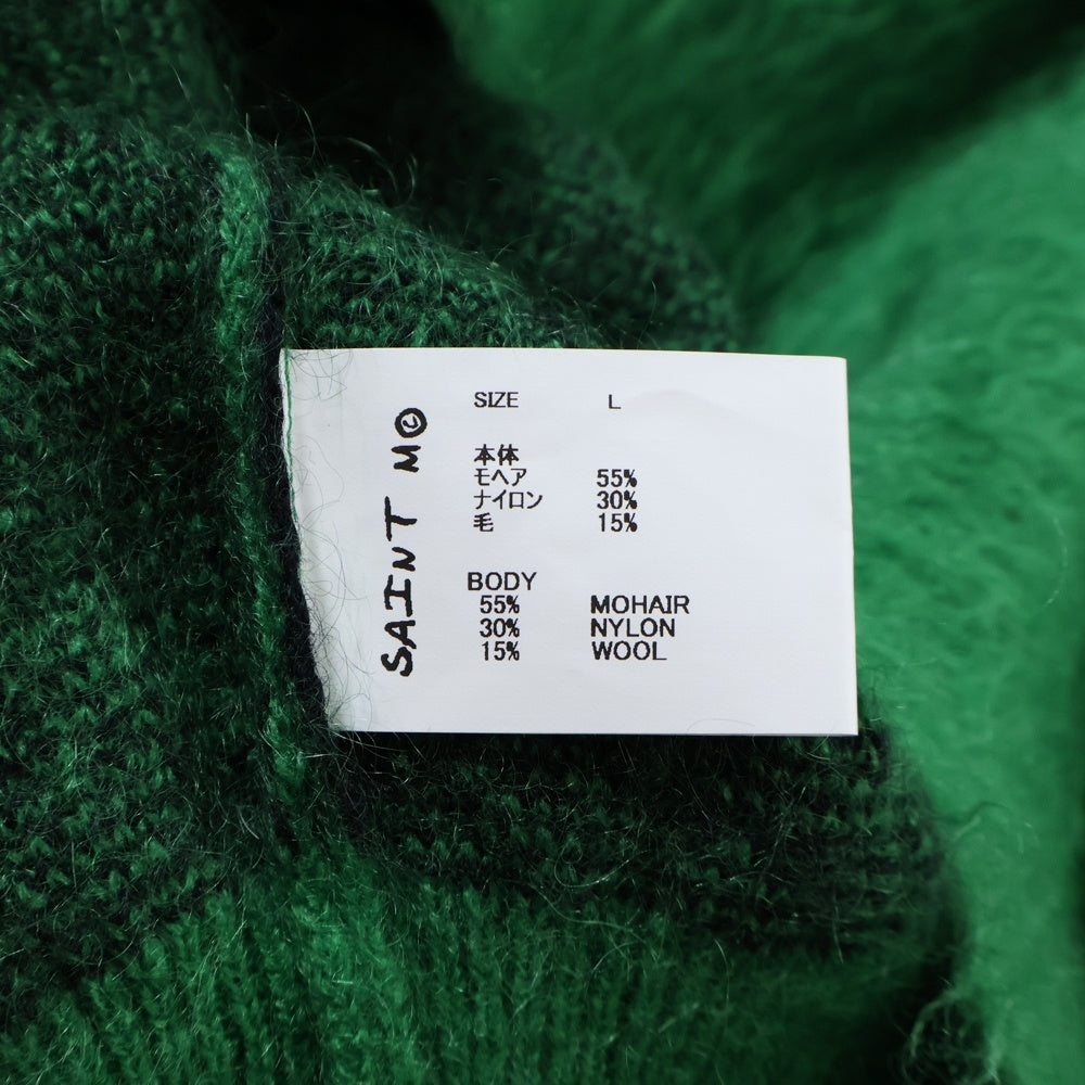 SAINT MICHAEL(セントマイケル) 23AW SAINT CREW NECK KNIT フロントロゴ モヘアニット グリーン SM-A23-0000-043