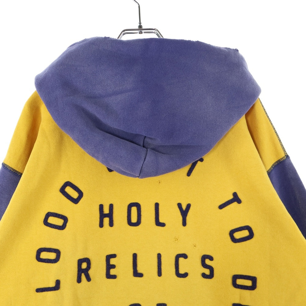 SAINT MICHAEL(セントマイケル) 21AW HOODIE FELT フロントロゴ プルオーバーパーカー イエロー SM-A21-000-035