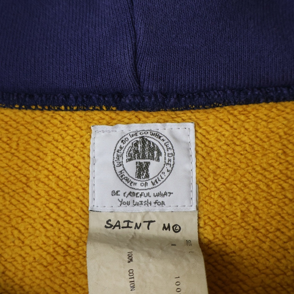 SAINT MICHAEL(セントマイケル) 21AW HOODIE FELT フロントロゴ プルオーバーパーカー イエロー SM-A21-000-035