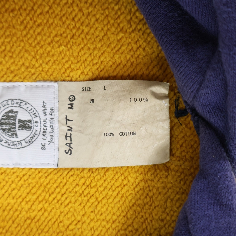 SAINT MICHAEL(セントマイケル) 21AW HOODIE FELT フロントロゴ プルオーバーパーカー イエロー SM-A21-000-035