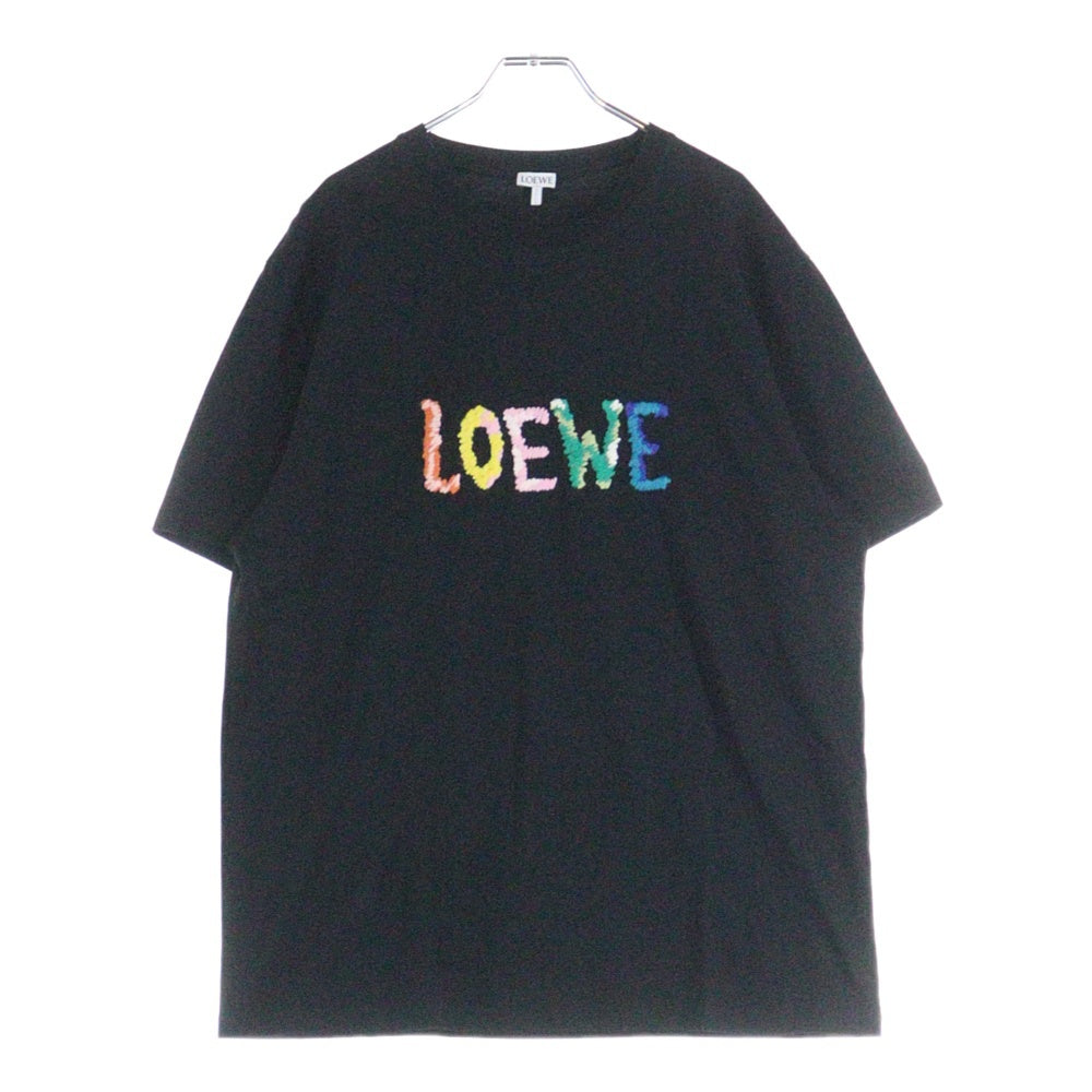 LOEWE(ロエベ) RELAXED FIT T-SHIRT フロント ロゴ 刺繍 リラックス フィット 半袖 Tシャツ カットソー ブラック H526Y22XBF