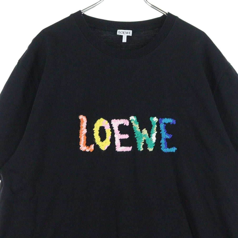 LOEWE(ロエベ) RELAXED FIT T-SHIRT フロント ロゴ 刺繍 リラックス フィット 半袖 Tシャツ カットソー ブラック H526Y22XBF