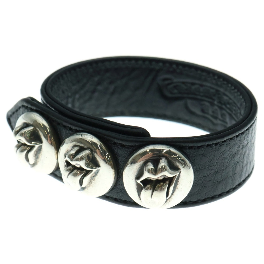 CHROME HEARTS(クロムハーツ) 3BTN 2SNP L&T リップアンドタン 3ボタン2スナップ レザーブレスレット ブラック/シルバー