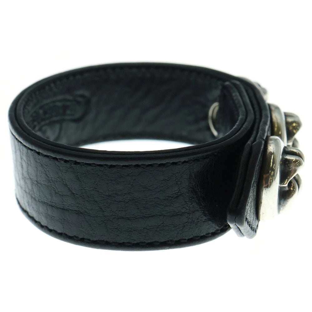 CHROME HEARTS(クロムハーツ) 3BTN 2SNP L&T リップアンドタン 3ボタン2スナップ レザーブレスレット ブラック/シルバー
