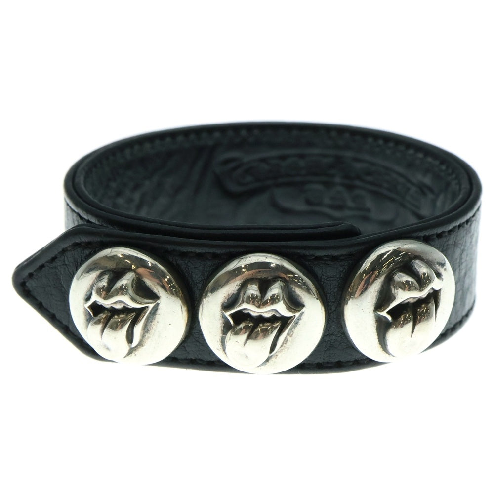 CHROME HEARTS(クロムハーツ) 3BTN 2SNP L&T リップアンドタン 3ボタン2スナップ レザーブレスレット ブラック/シルバー