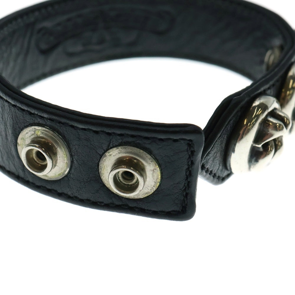 CHROME HEARTS(クロムハーツ) 3BTN 2SNP L&T リップアンドタン 3ボタン2スナップ レザーブレスレット ブラック/シルバー