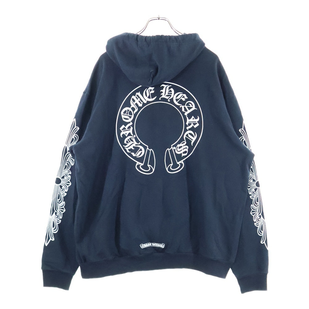 CHROME HEARTS(クロムハーツ) HORSESHOE PULLOVER HOODIE ホースシュープリント アームフローラル スウェットプルオーバーパーカー ブラック