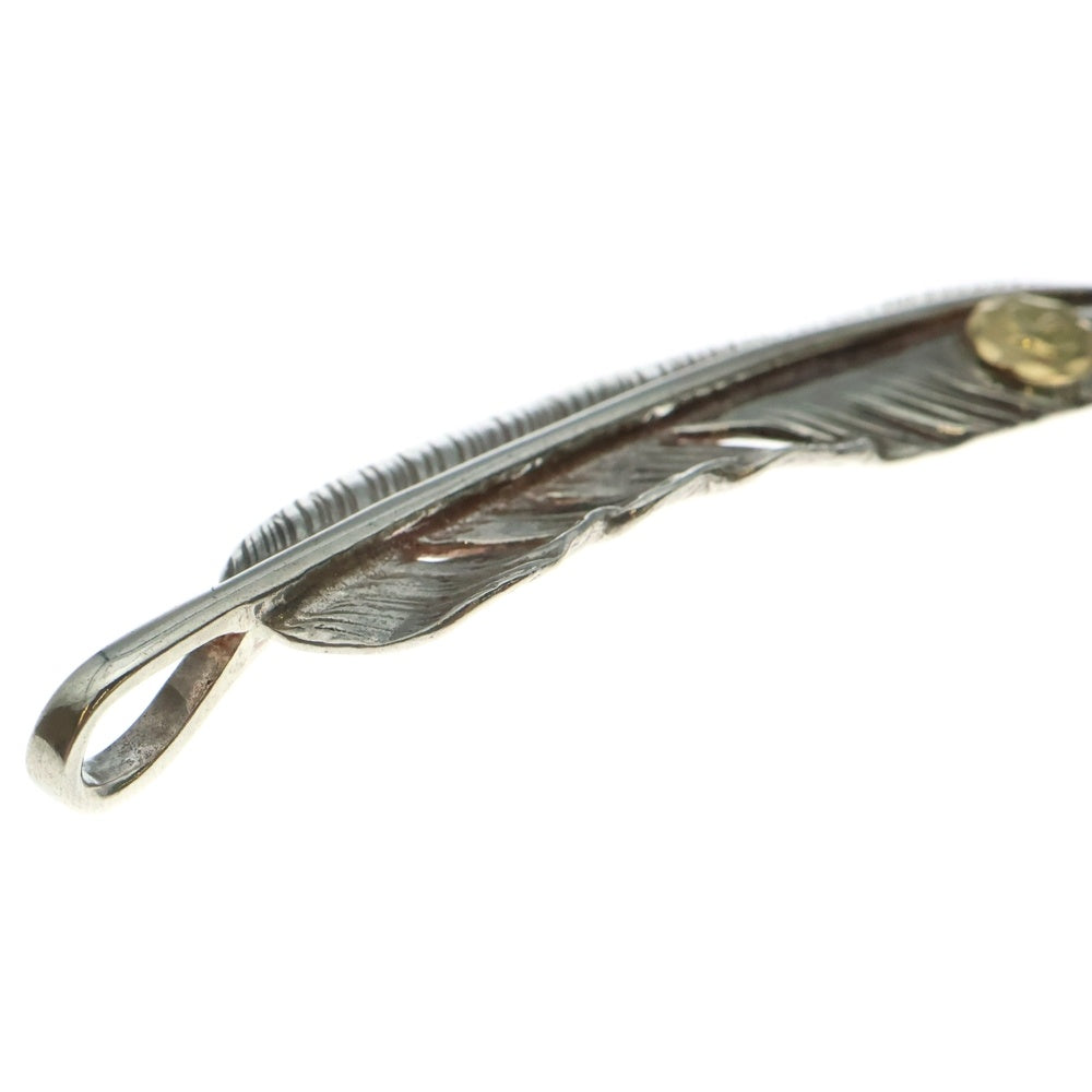 goro's(ゴローズ) メタル付き特大フェザー 右向き ペンダントトップ シルバー/ゴールド