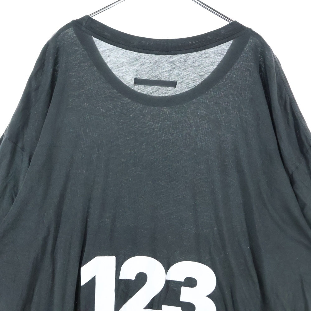 RRR123 RIVINGTON roi Rebis(リヴィントンロイレビス) フロント プリント&刺繍 バック プリント 長袖カットソー ロンT ブラック