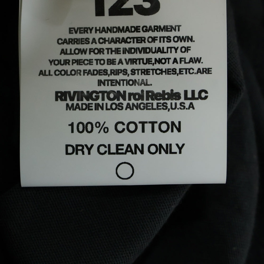 RRR123 RIVINGTON roi Rebis(リヴィントンロイレビス) フロント プリント&刺繍 バック プリント 長袖カットソー ロンT ブラック