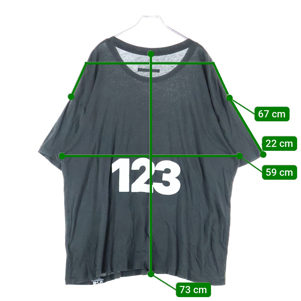 RRR123 RIVINGTON roi Rebis(リヴィントンロイレビス) フロント プリント&刺繍 バック プリント 長袖カットソー ロンT ブラック