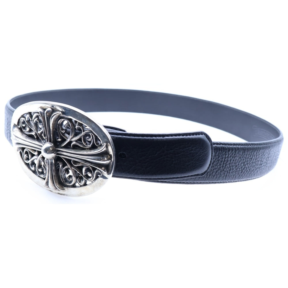 CHROME HEARTS(クロムハーツ) BUCKL OVAL LG CROSS ラージ クラシックオーバルクロス バックル レザーベルト ブラック