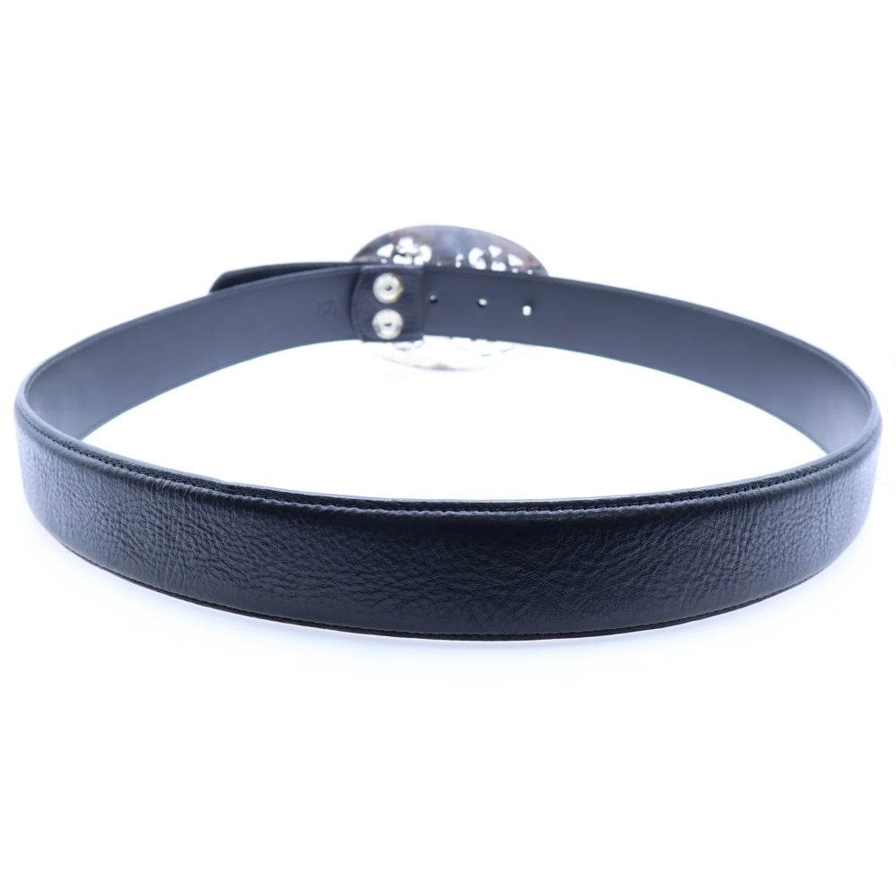 CHROME HEARTS(クロムハーツ) BUCKL OVAL LG CROSS ラージ クラシックオーバルクロス バックル レザーベルト ブラック