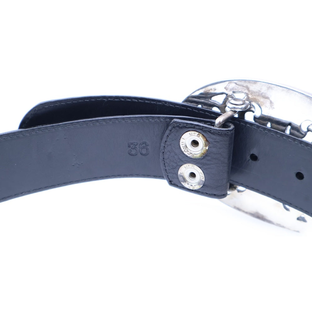 CHROME HEARTS(クロムハーツ) BUCKL OVAL LG CROSS ラージ クラシックオーバルクロス バックル レザーベルト ブラック