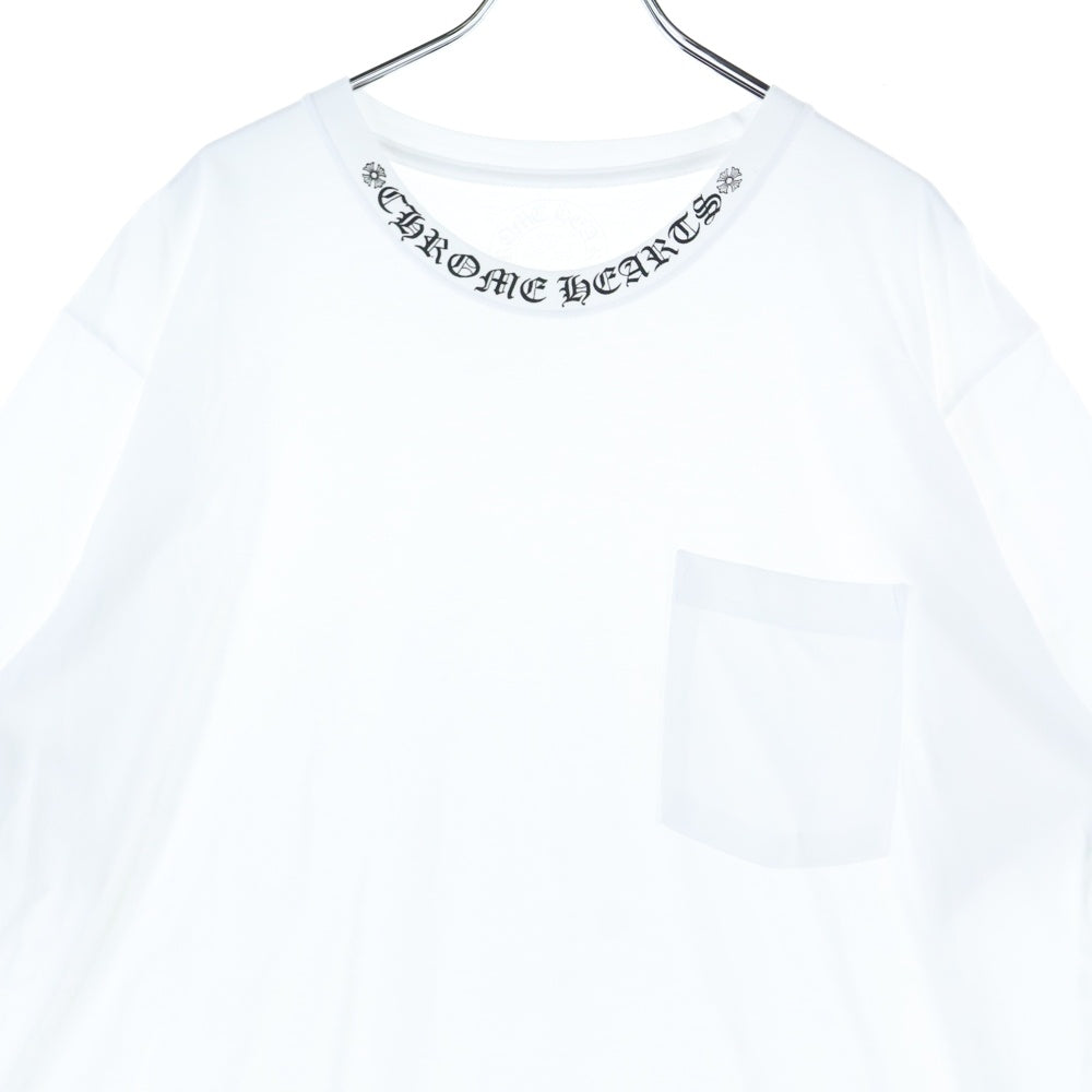 CHROME HEARTS(クロムハーツ) NECK LOGO TEE ネックロゴプリント クルーネック半袖Tシャツカットソー ホワイト