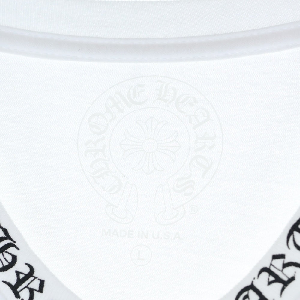 CHROME HEARTS(クロムハーツ) NECK LOGO TEE ネックロゴプリント クルーネック半袖Tシャツカットソー ホワイト