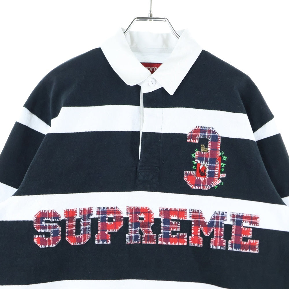 SUPREME(シュプリーム) 25AW Stripe Rugby ストライプ ラグビーシャツ ブラック/ホワイト
