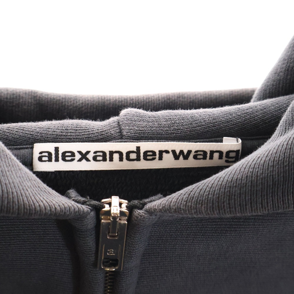 ALEXANDER WANG(アレキサンダーワン) ロゴ刺繍 ジップアップフーディー パーカー グレーUCC3252065