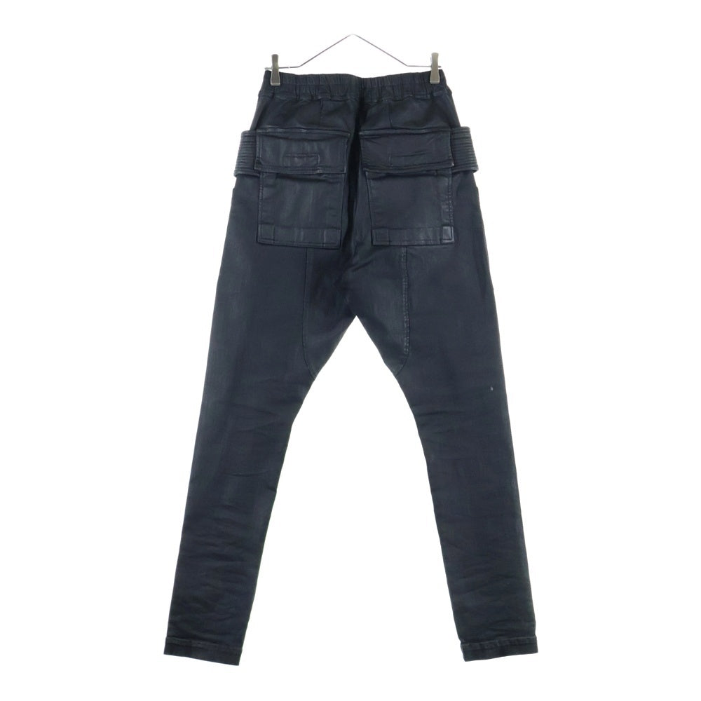 Rick Owens DRKSHDW(リックオウエンス ダークシャドウ) 24AW クラッチカーゴドローストリングコーティングロングパンツ ブラック