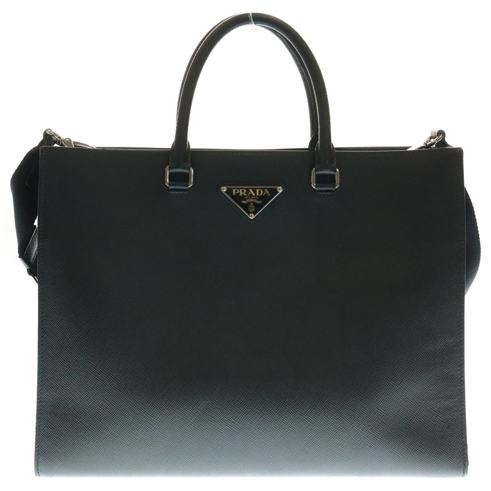 PRADA(プラダ) サフィアーノ キュイール トライアングルロゴ 2wayトートバッグ 黒 レザー 2VG101