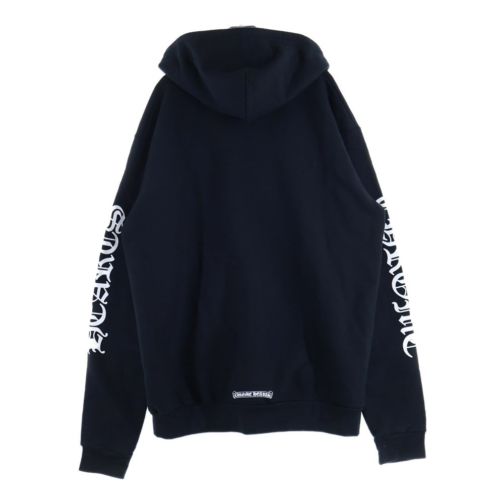 CHROME HEARTS(クロムハーツ) SWTSHRT HD ZIP 袖ロゴプリントジップアップパーカー ブラック