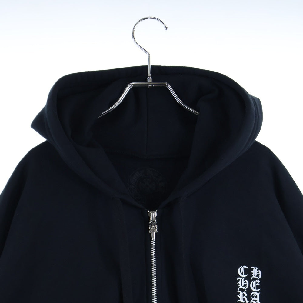 CHROME HEARTS(クロムハーツ) SWTSHRT HD ZIP 袖ロゴプリントジップアップパーカー ブラック