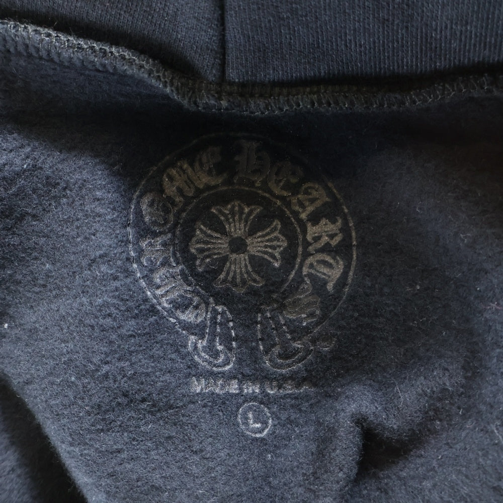 CHROME HEARTS(クロムハーツ) SWTSHRT HD ZIP 袖ロゴプリントジップアップパーカー ブラック