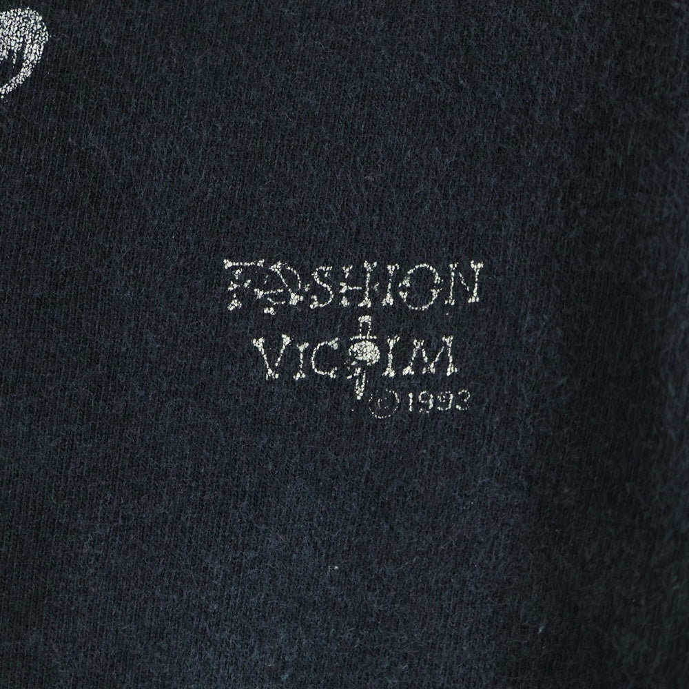 VINTAGE(ヴィンテージ) 90s FASHION VICTIM フロントプリント スカルデザイン 半袖Tシャツ ブラック