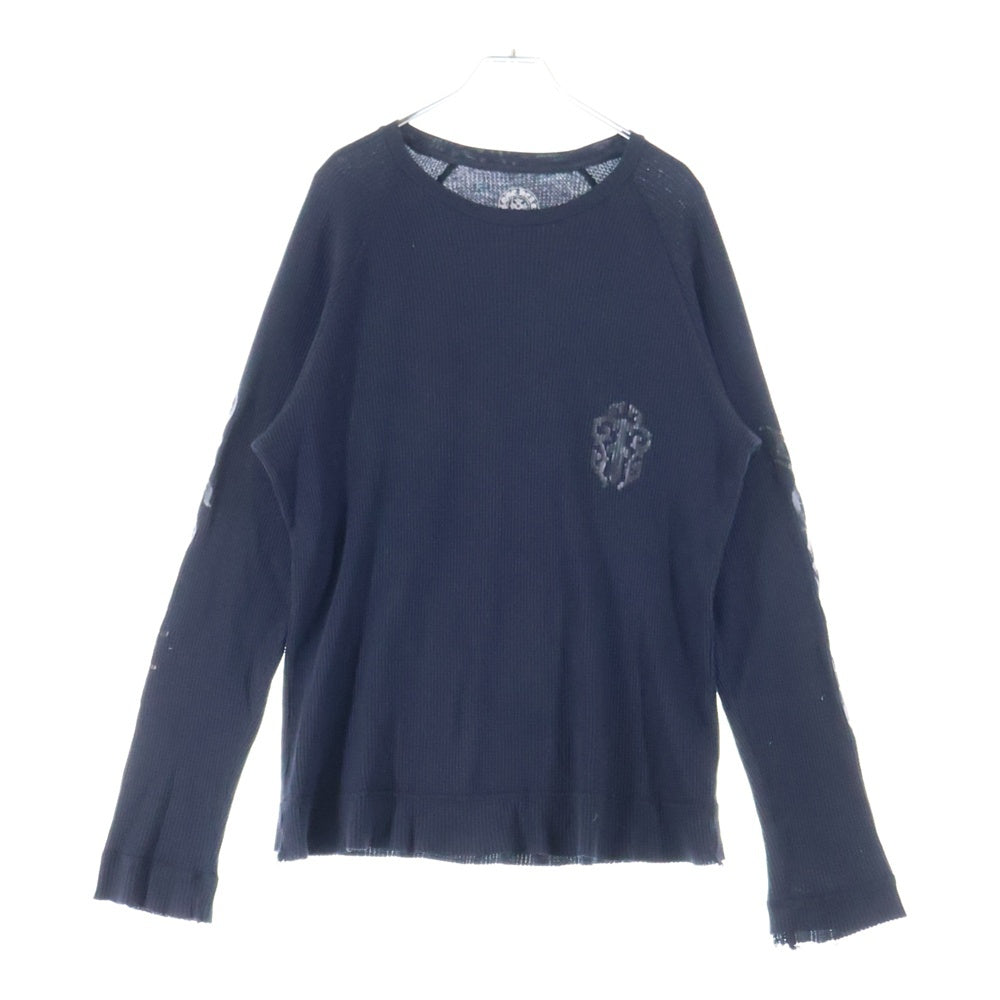 CHROME HEARTS(クロムハーツ) OLD VINE DAGGER SCROLL LABEL ヴァインダガー スクロールラベル ロゴプリント サーマル長袖Tシャツ カットソー ブラック