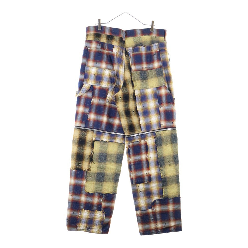 GIVENCHY(ジバンシィ) 2WAYデストロイダメージ加工チェックロングパンツ イエロー BM51BJ5Y7H