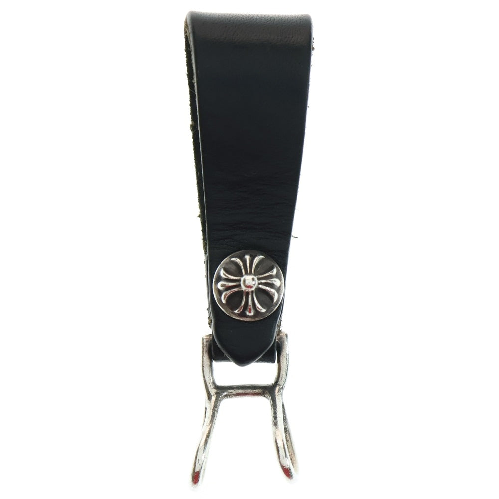 CHROME HEARTS(クロムハーツ) BELT LOOP クロスボールボタンレザーベルトループ シルバー/ブラック BCA397