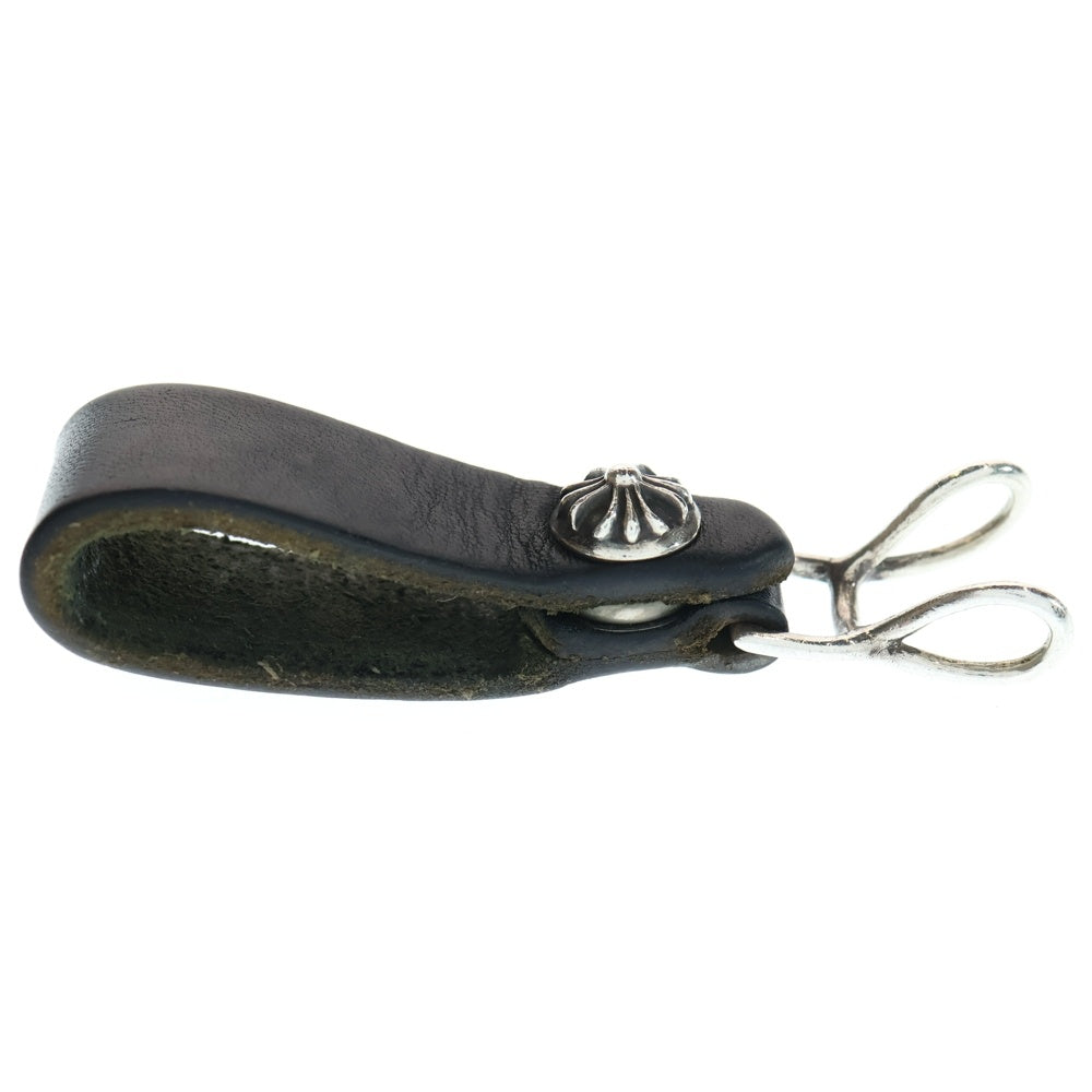 CHROME HEARTS(クロムハーツ) BELT LOOP クロスボールボタンレザーベルトループ シルバー/ブラック BCA397