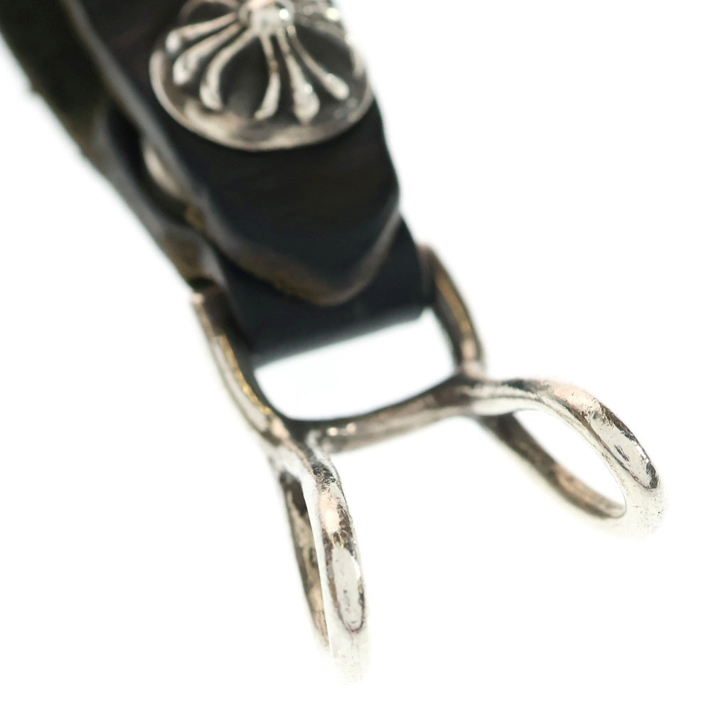 CHROME HEARTS(クロムハーツ) BELT LOOP クロスボールボタンレザーベルトループ シルバー/ブラック BCA397