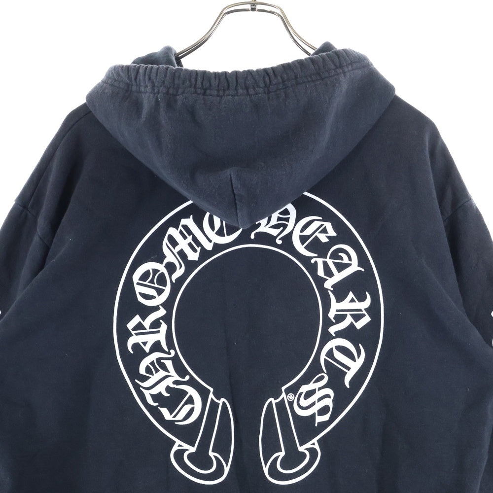 CHROME HEARTS(クロムハーツ) HORSESHOE PULLOVER HOODIE ホースシュープリント アームフローラル スウェットプルオーバーパーカー ブラック