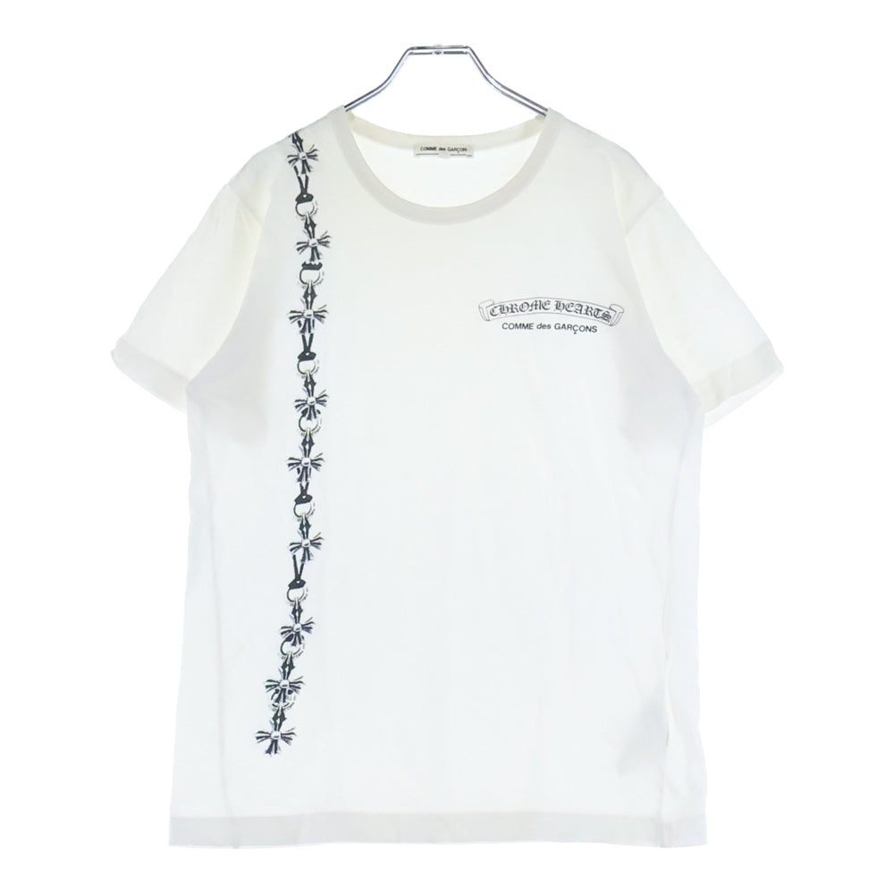 CHROME HEARTS(クロムハーツ) ×COMME des GARCONS コムデギャルソン スクロールラベル カットアウトCHプラスプリント 半袖Tシャツ カットソー ホワイト OT-T026