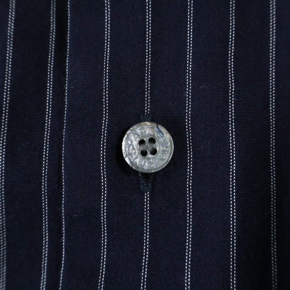 Acne Studios(アクネ ストゥディオズ) ストライプボタンアップシャツ 半袖シャツ ネイビー FN-MN-SHIR000880