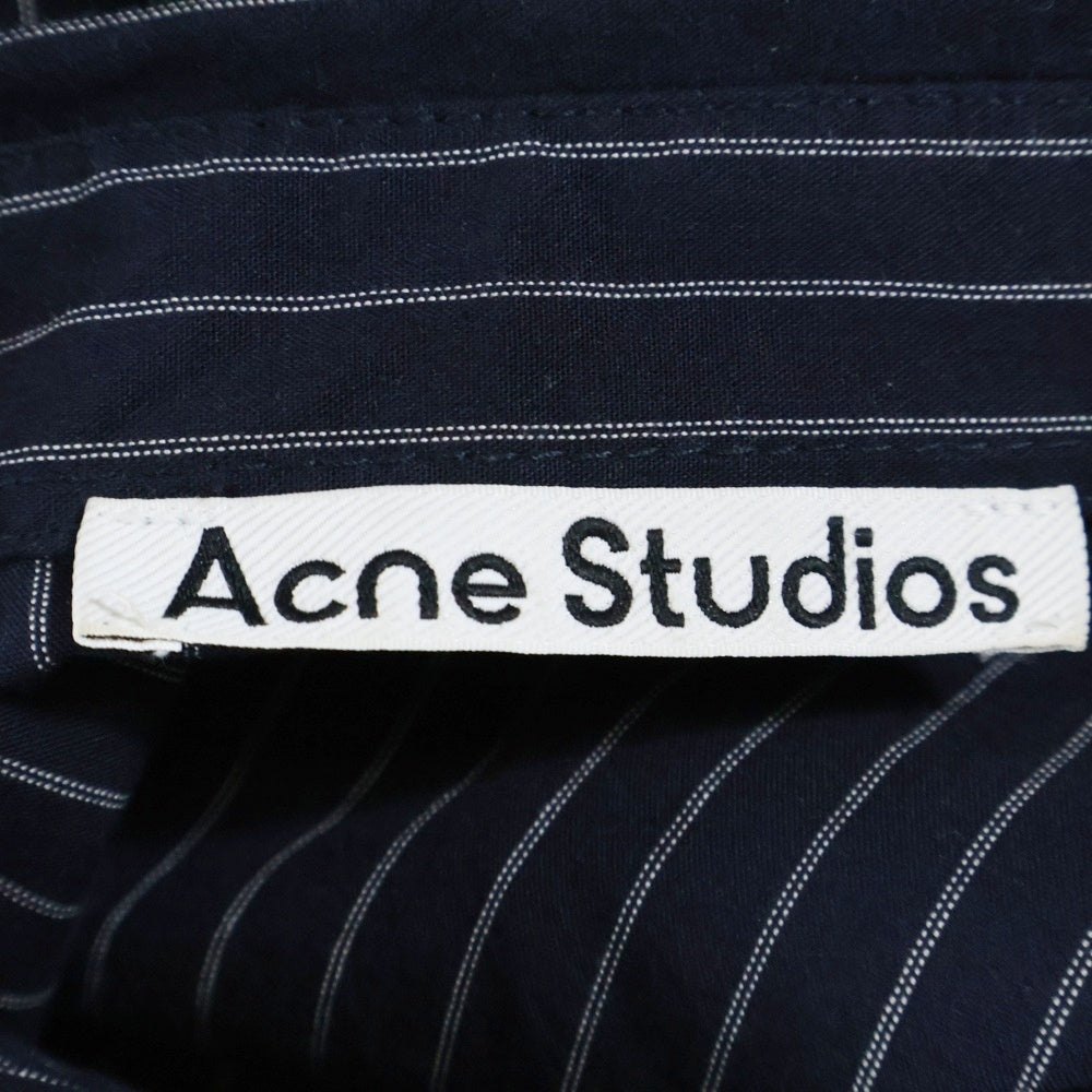 Acne Studios(アクネ ストゥディオズ) ストライプボタンアップシャツ 半袖シャツ ネイビー FN-MN-SHIR000880