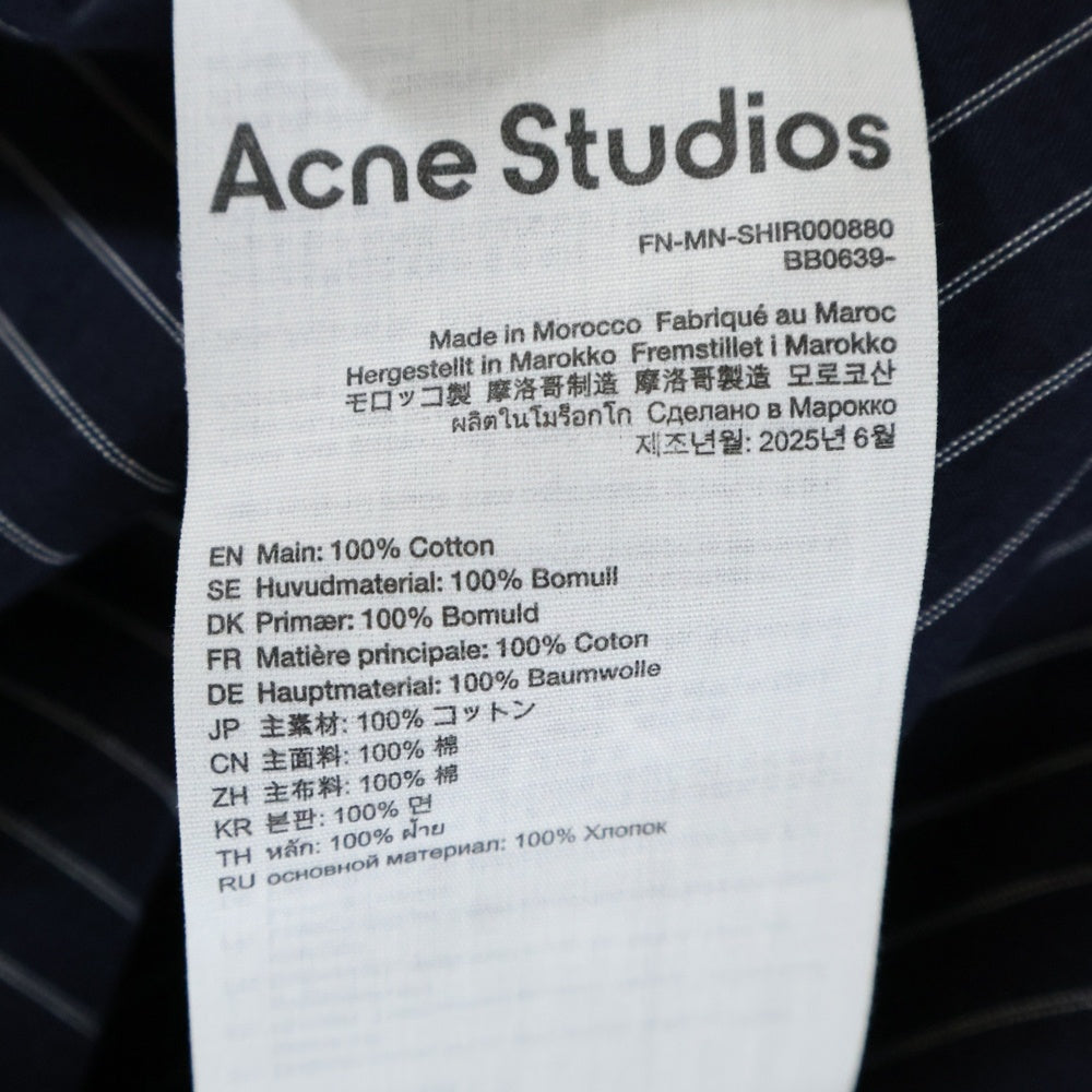 Acne Studios(アクネ ストゥディオズ) ストライプボタンアップシャツ 半袖シャツ ネイビー FN-MN-SHIR000880