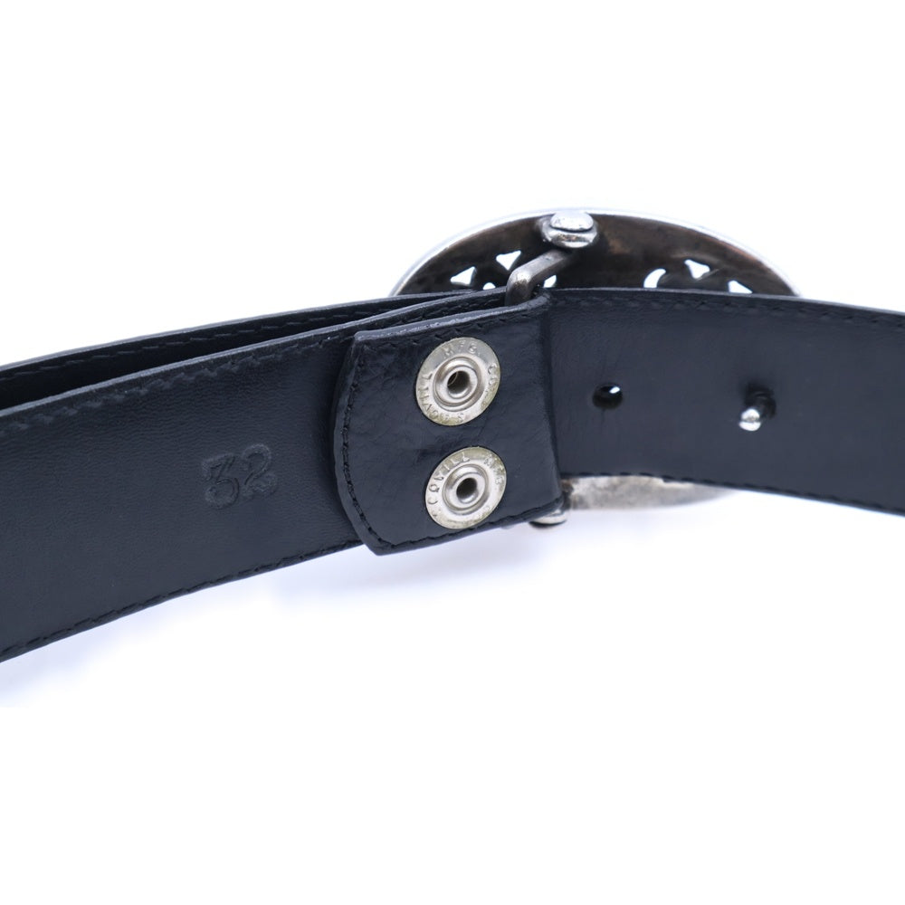 CHROME HEARTS(クロムハーツ) OVAL CROSS STRAP1.5クラシックオーバルクロスバックル レザーベルト シルバー/ブラック