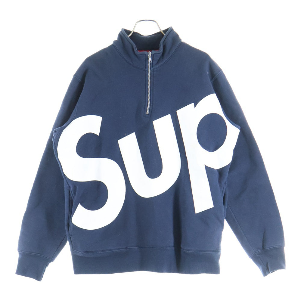 SUPREME(シュプリーム) Sup Half Zip Pullover フロントビッグロゴ ハーフジップ ネイビー