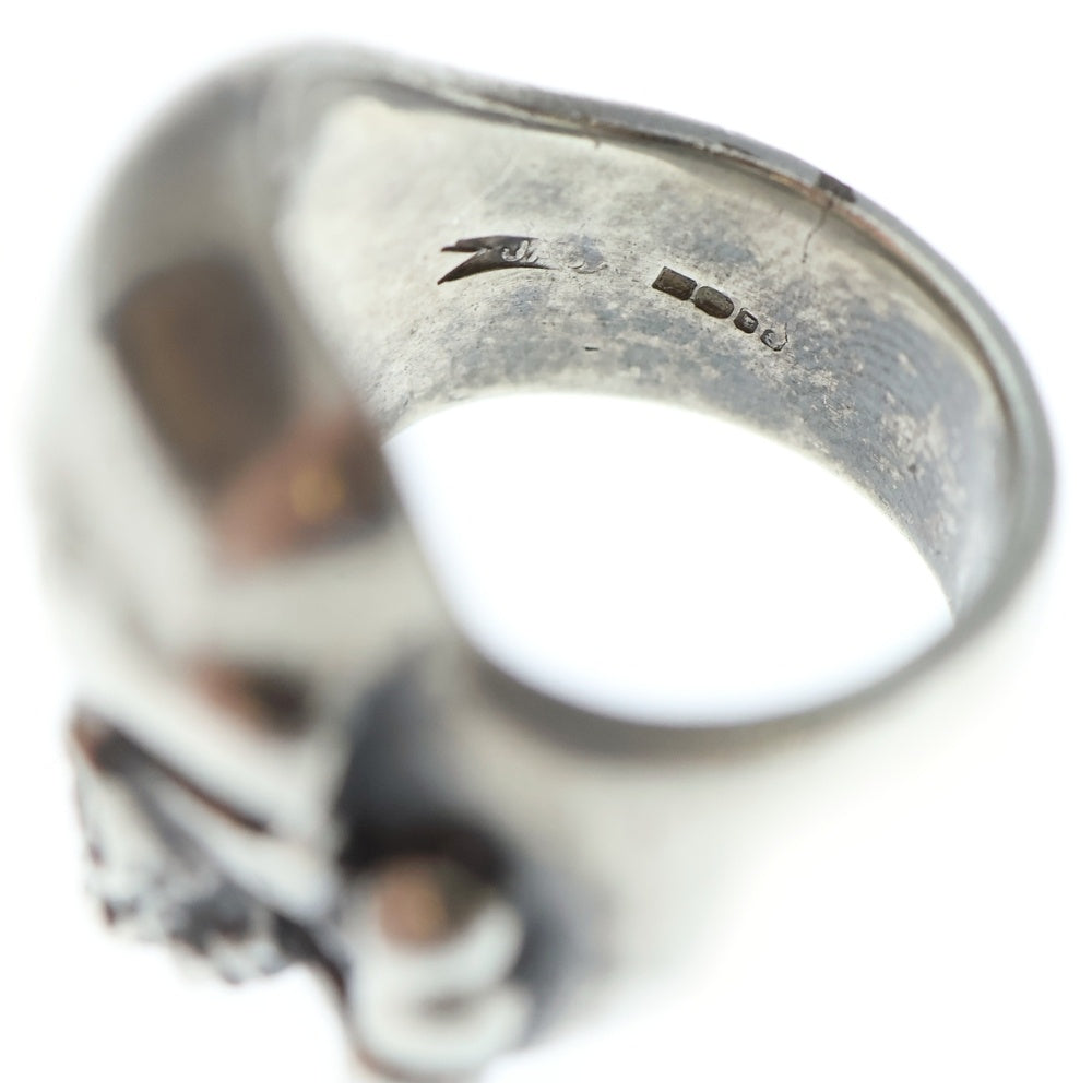 CRAZY PIG(クレイジーピッグ) THREE QUARTER SKULL & CROSSBONES RING ボーンスカル リング シルバー